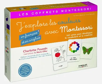 Visuel de J'explore les couleurs avec Montessori, en français et en anglais, 163 cartes pour développer le vocabulaire et la créativité