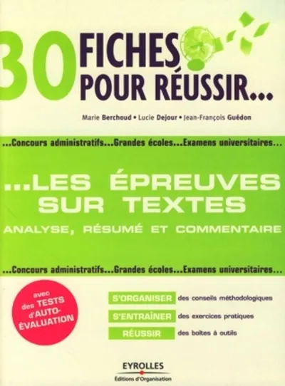 Visuel de 30 fiches pour réussir les épreuves avec des textes : analyse, résumé et commentaire